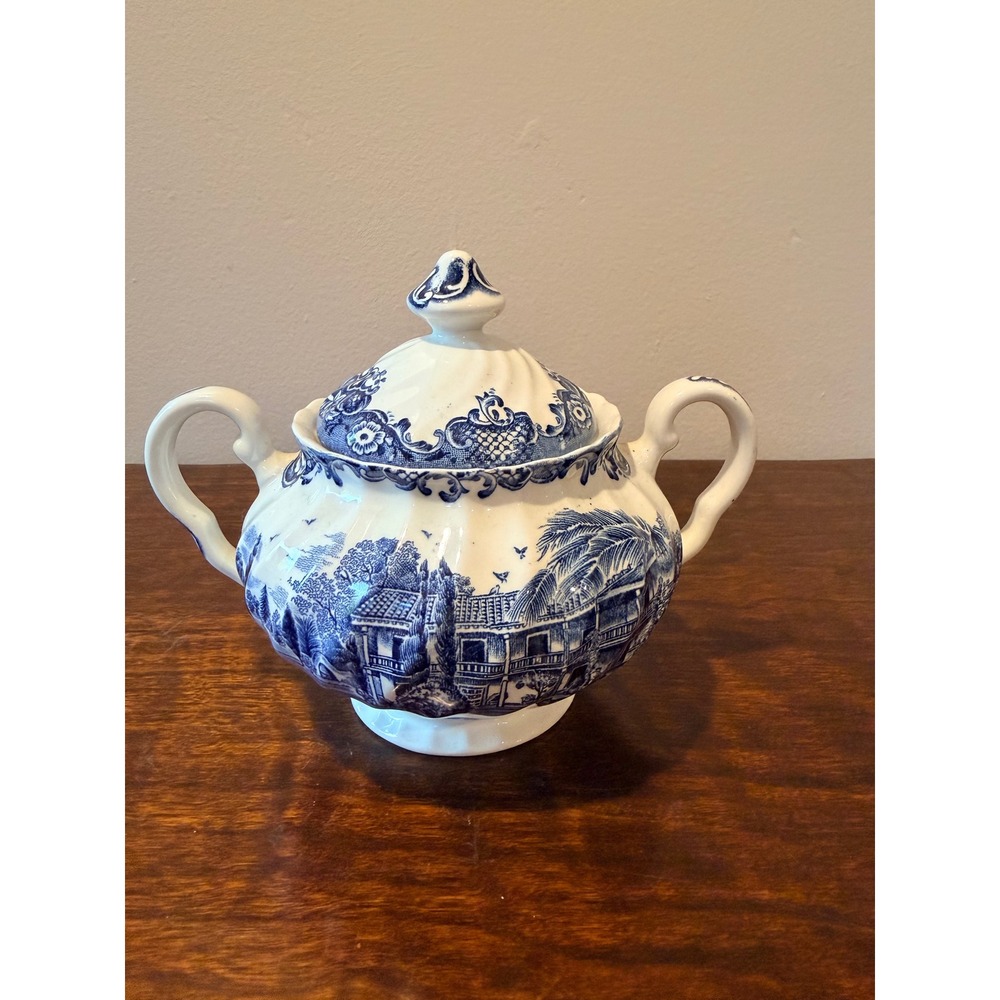 Johnson Brothers Heritage Hall Blue Sugar Bowl English Ironstone Transferware